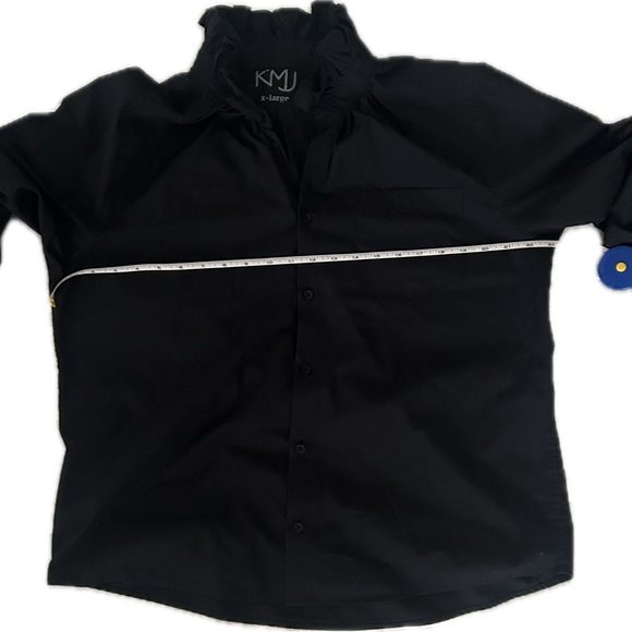 KMJ Quarantina Black Blouse with Ruffle Size XL - Picture 3 of 5